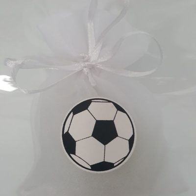 Sacchetto in organza bianco con pallone calcio