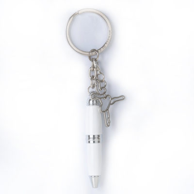 Mini penna smaltata bianca porta chiavi con ballerina