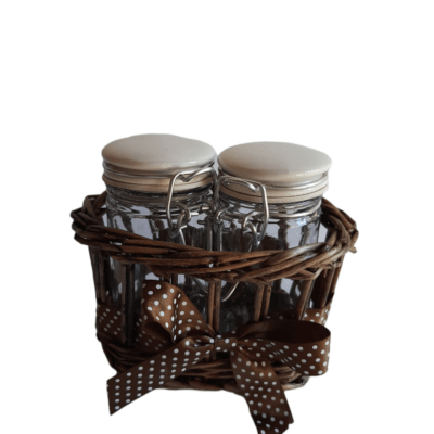 Cestini vimini con 2 barattoli