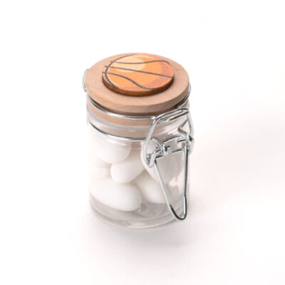 Barattolo tappo in legno pallone basket