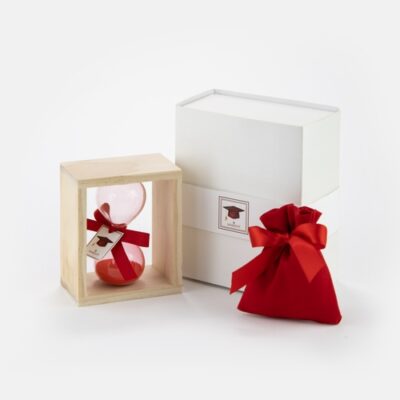 Clessidra vetro laurea con cornice legno h10