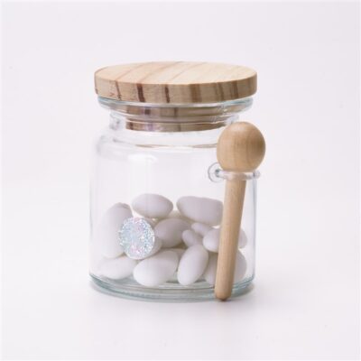 Barattolo vetro con tappo e cucchiaio in legno h10