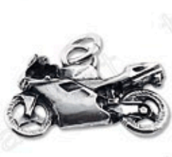 Ciondolo metallo argentato moto