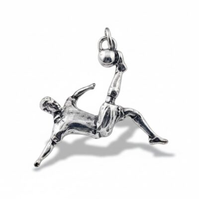 Ciondolo calciatore metallo argentato