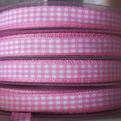 Nastro cotone quadratini rosa 25 mt 10 mm