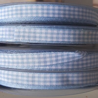 Nastro cotone quadratini celeste 25 mt 10 mm