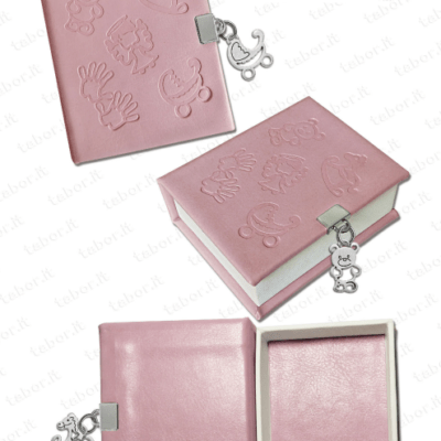 Scatola similpelle con scomparti ciondoli a scelta rosa