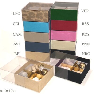 Scatola in cartone vellutato e coperchio pvc