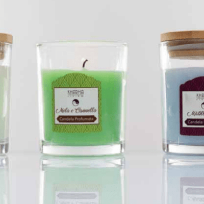 candela profumata in barattolo tappo bambù 3 essenze assortite