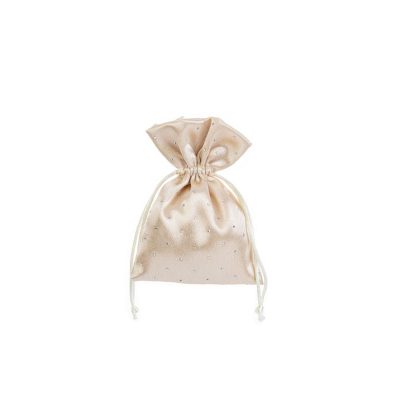 Sacchetto in raso color champagne e strass