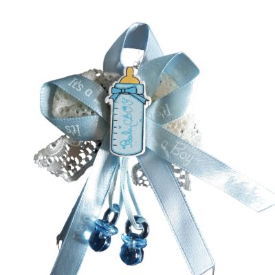 Fiocchetto decorazione con biberon celeste