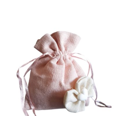 Sacchetti Juta rosa pesca cuore in gesso
