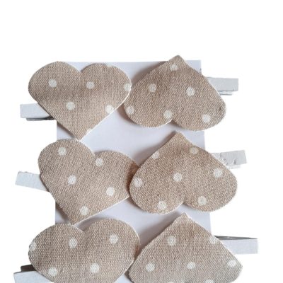 Set 6 mollettine cuoricini juta beige