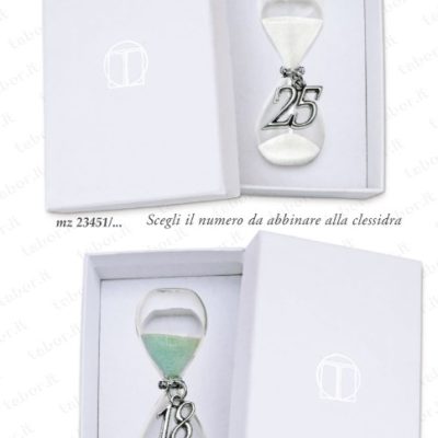 Clessidre vetro con numero argentato h 8