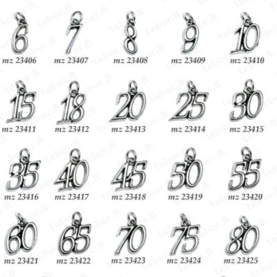 Numero in metallo argentato