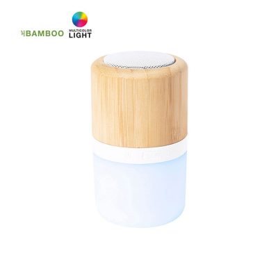 Cassa bluetooth con led in bambù