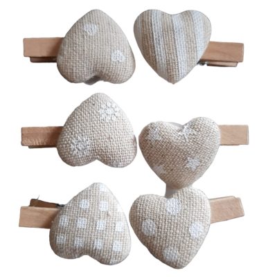 set 6 mollettine con cuoricino rustico