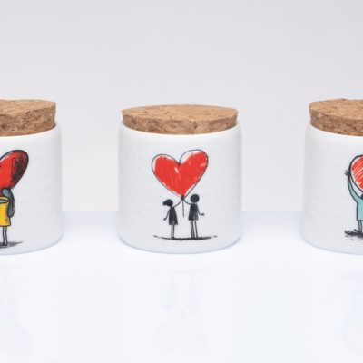 Candeline barattolo ceramica tema love