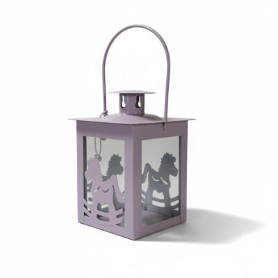 Lanterne metallo rosa con cavalluccio
