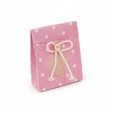 Bustina porta confetti in Juta rosa con pois