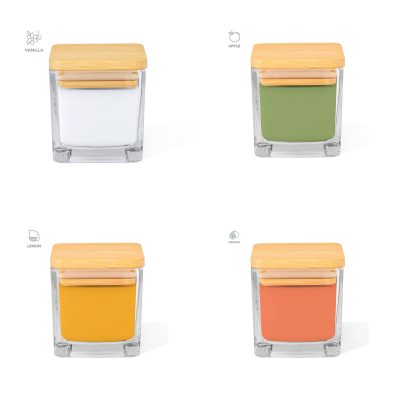 Candela in cubo vetro tappo in legno