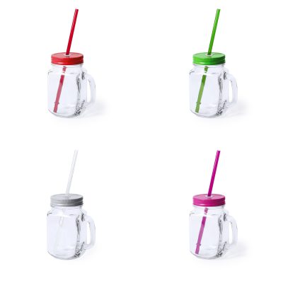 Barattolo con cannuccia e tappo colorato