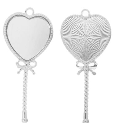 Set 2 mini specchietti cuore metallo argentato