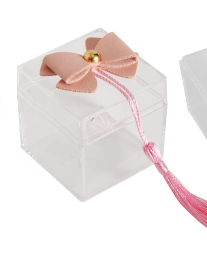 Scatola pvc con fiocchetto similpelle rosa