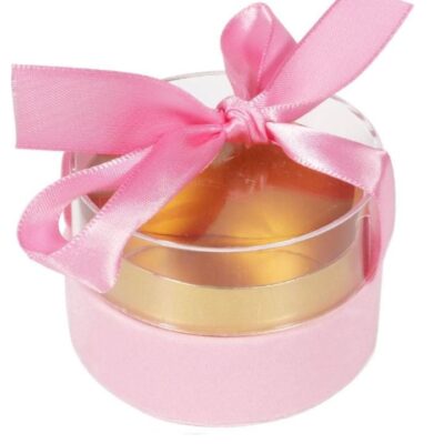Scatola velluto rosa e coperchio plexi