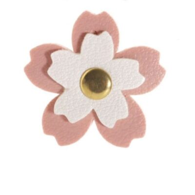 Fiorellino in similpelle rosa e bianco