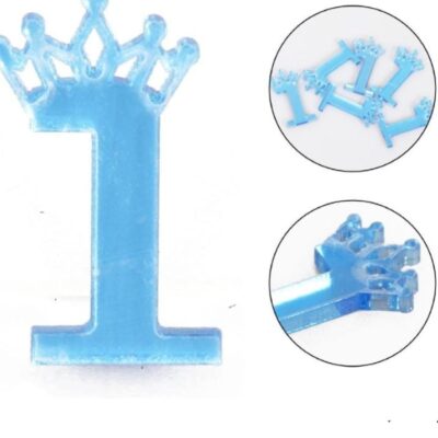 Numero 1 celeste con coroncina plexiglass
