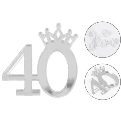 Numero 40 con coroncina plexiglass argento