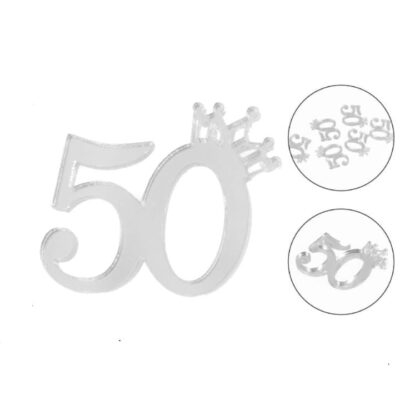 Numero 50 con coroncina plexiglass argento
