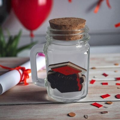 Mini boccale vetro tappo sughero laurea