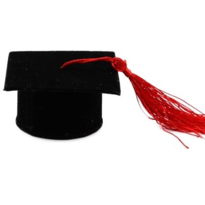 Scatolina laurea tocco nero nappa rossa