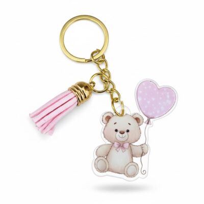 Porta chiavi battesimo orsetto rosa