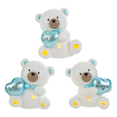 Orsetto con cuoricino celeste e luce led