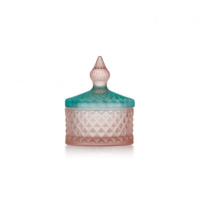 Scatolina vetro satinato rosa e ottanio