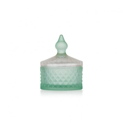 Scatolina vetro satinato verde e panna