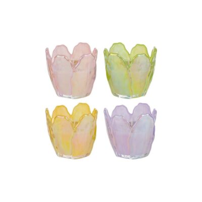 Porta candela vetro tulipano con candela