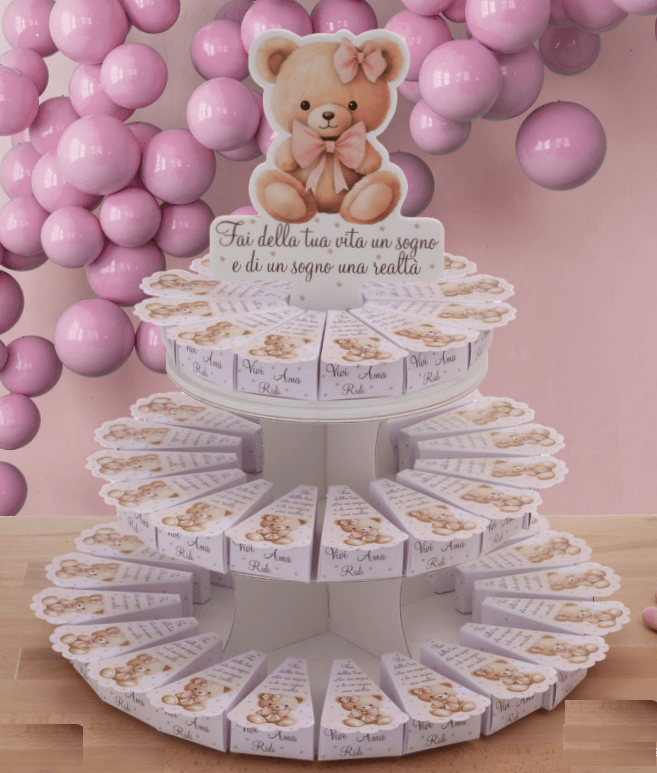 Scatoline a torta per Battesimo o Nascita bimba