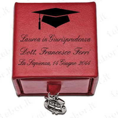 Scatolina Laurea similpelle rossa con personalizzazione