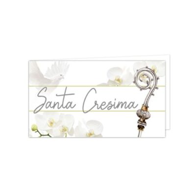 Biglietti bianchi per Cresima con Colomba