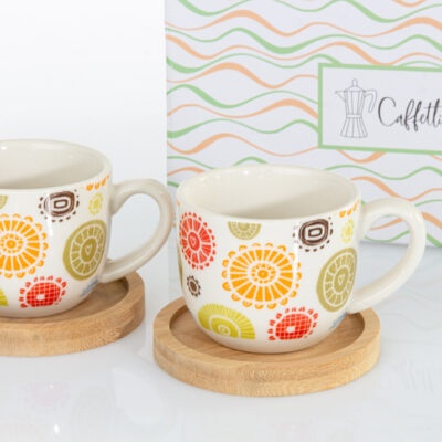 Set 2 Tazzine con piattino in legno