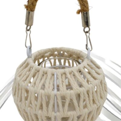 Porta candela in cotone bianco