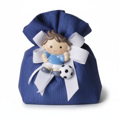 Sacchetto ottoman bluette con calciatore