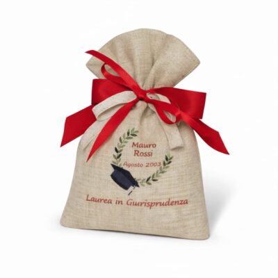 Sacchetto lino naturale personalizzato