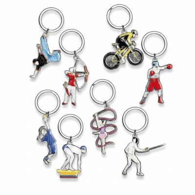 Portachiavi tema sport tiro con arco | ciclismo | pugilato | tennis | nuoto | ginnastica | scherma | hip hop