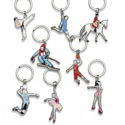 Porta chiavi tema sport arti marziali| calcio| equitazione| sci| pattinaggio | basket| pallavolo| danza