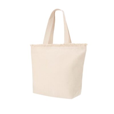 Borsa cotone naturale con bordi sfrangiati